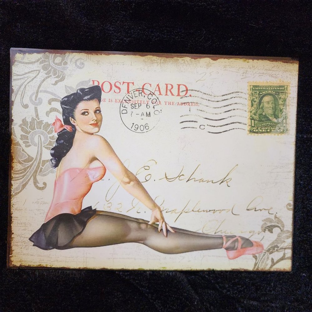 Pinup metal wall sign